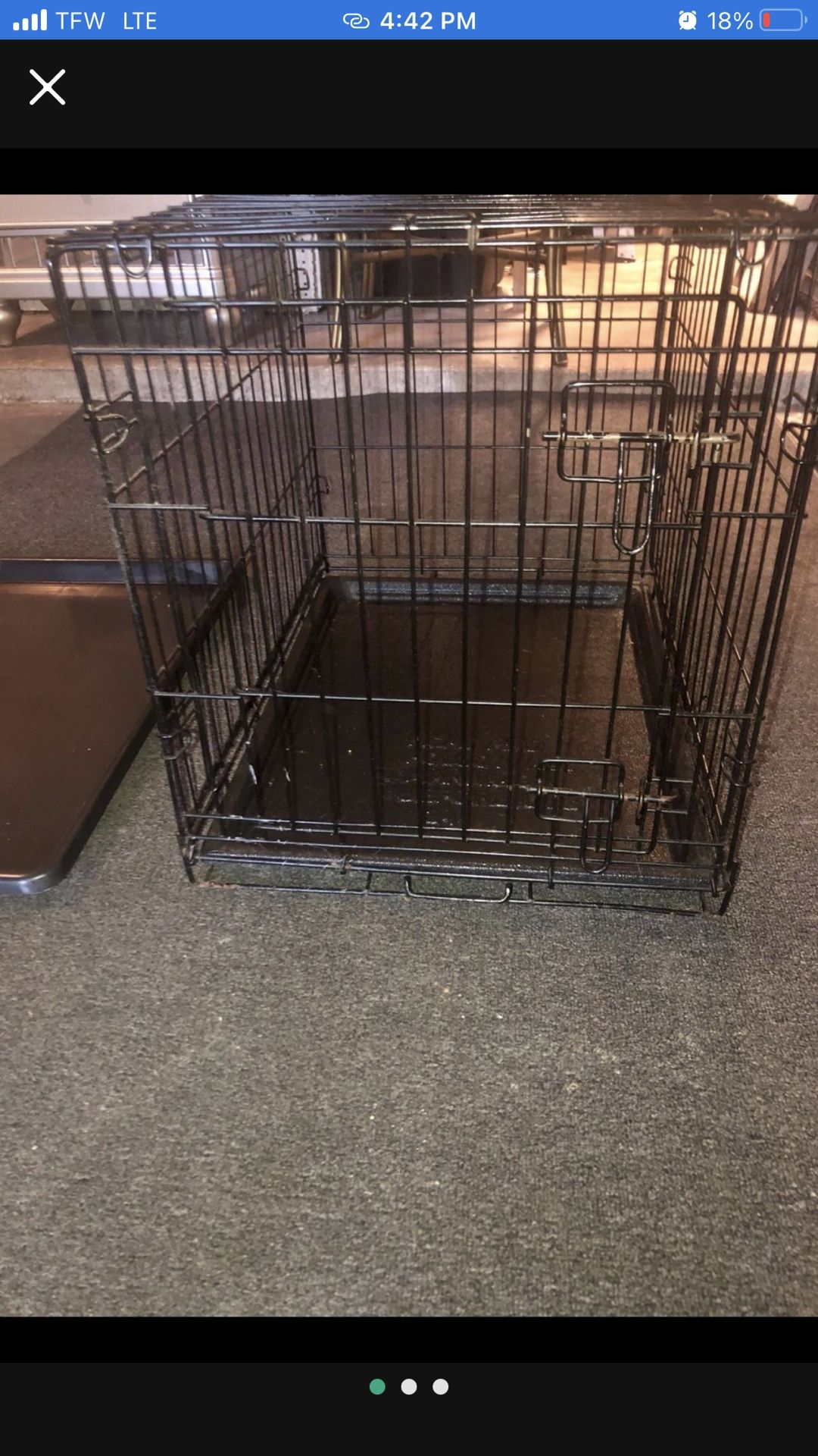 Folding Dog Crate With Tray (19 inch In height  2 ft wide)  