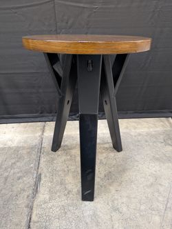Compact Round Wood Top Accent Table with Tripod Base