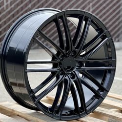 Porsche Cayenne Audi Q7 5x140 22” New Blk Rims Tires Set 
