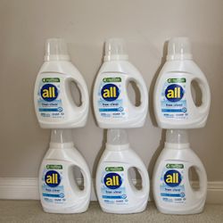all Liquid Laundry Detergent, Free Clear for Sensitive Skin, 36 Oz , 24 Loads (6) For $20
