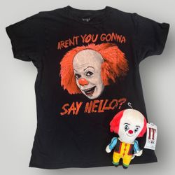 IT Movie Pennywise Youth Graphic Tee Shirt & Plush 8-inches Kidrobot Sz S