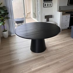 Mid Century Modern Round Dining Table 59” - Free Delivery ✅ Round Wood Dining Table - Black Dining Table 