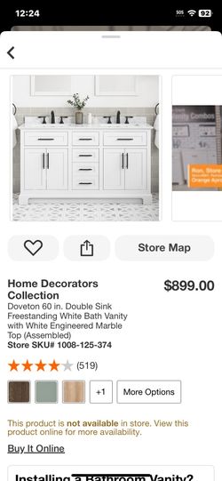 Home Decorators Collection Doveton 60 in. Double Sink Freestanding White Bath Vanity with White Engineered Marble Top (Assembled)