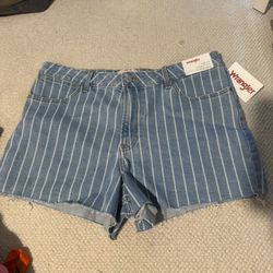 New Womens Size 12/31 Wrangler Striped High Rise Vintage 3” Shorts 