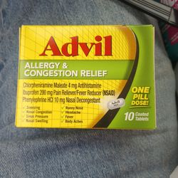 New Advil Allergy & Congestion Relief  10 Pk