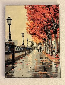 Europe Fall Romance Handmade Canvas Painting (12x16 inches)