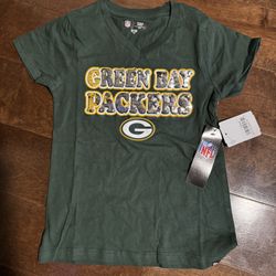 Girls Youth New Era Green Green Bay packers reverse sequence V Neck