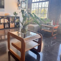 Mid Century Modern Wooden Coffee Table And End Table