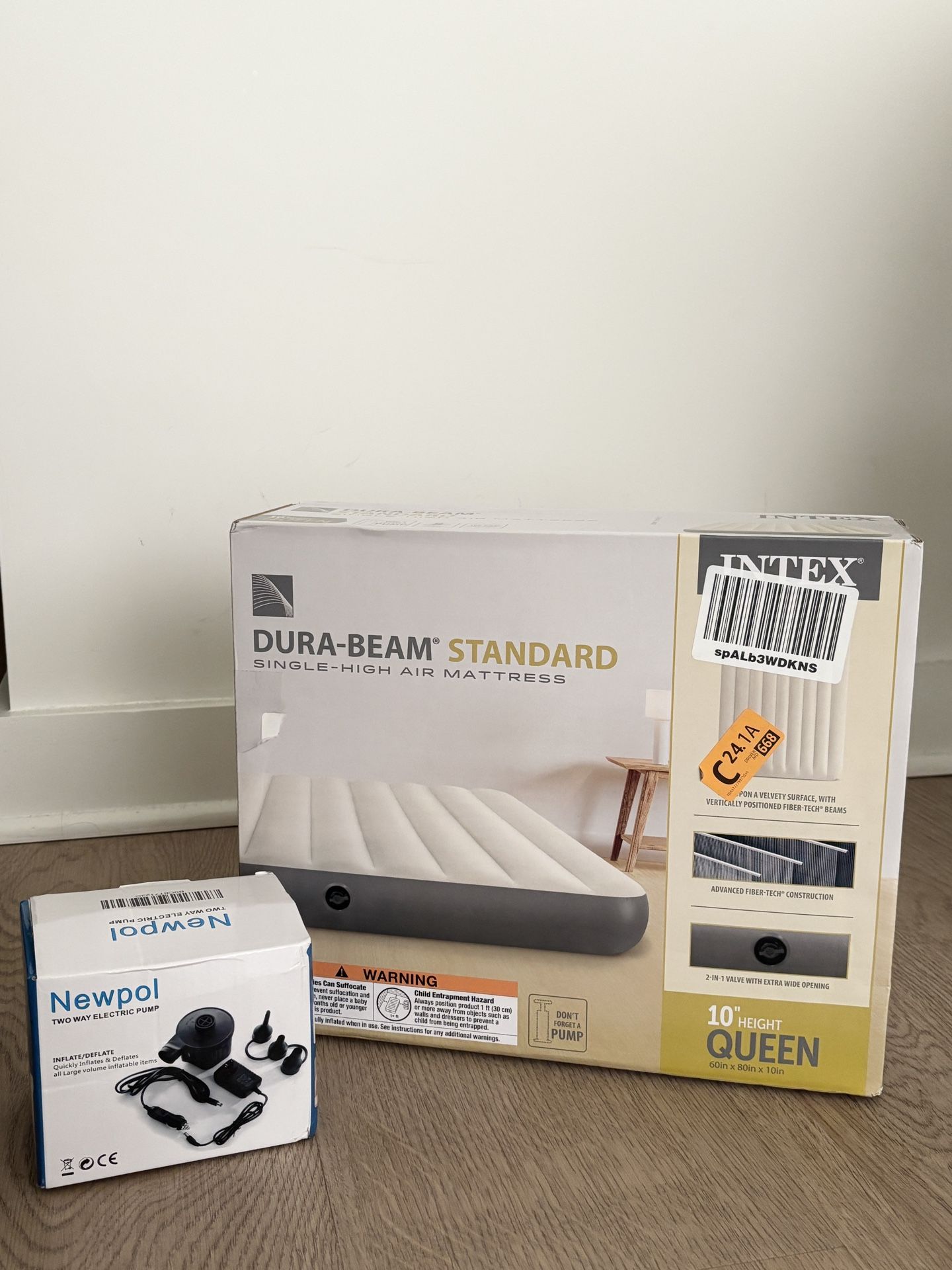 Intex Dura-Beam Queen Air Mattress with Built-in Pump 