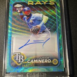 🔥Junior Caminero RC Auto /199 Aqua Wave 2024 Topps Chrome Update Rays $325 OBO 