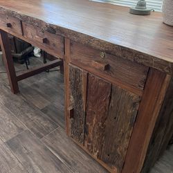 Desk Very Heavy Teak Wood Rustic