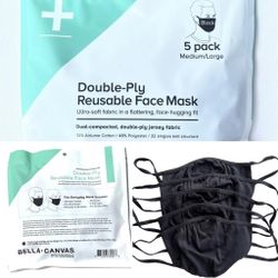 Pack Of 5 Black Masks In Sealed Package Brand New