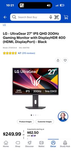 LG Ultragear 27 Inch Gaming Monitor IPS QHD 200HZ