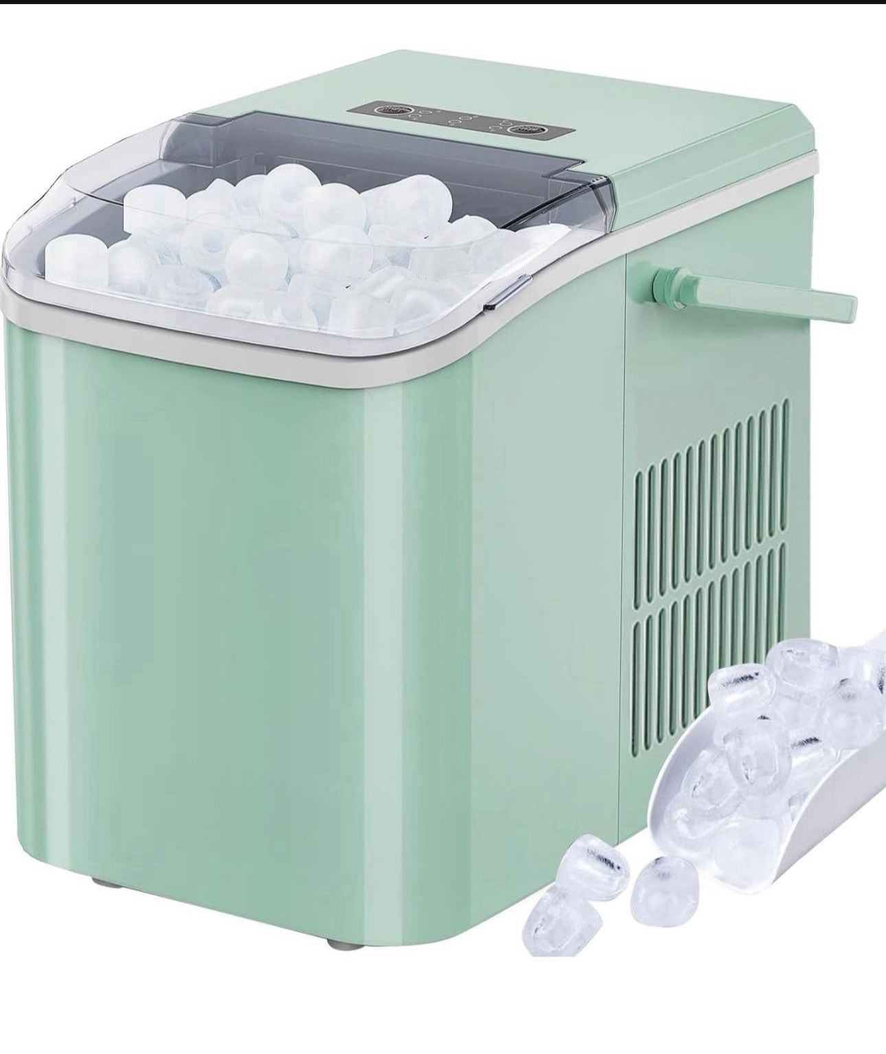 Ice Maker, Portable Countertop Icemaker Machine, Self Cleaning Quiet 2 Sizes Bullet Cubes Makers, 9 Cubes in 6 Mins, 26.5lbs/24Hrs with Ice Scoop, Bas