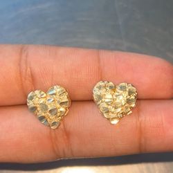 14k Heart Nugget Earrings