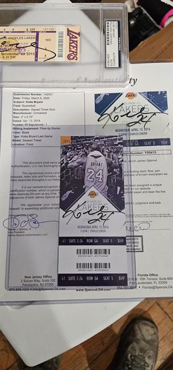 Kobe Signed Last Game Ticket. Signed 81 Point Ticket. Retirement Ticket Signed. Kobe Signed.