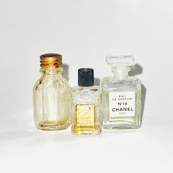 3 Vintage Mini Perfume Bottles CHANEL No. 19 & Attirance Paris