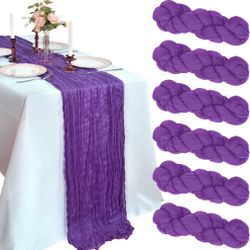 6 Pack 10FT Purple Cheesecloth Table Runner 120 Inch Long Gauze Rustic Boho Spring Cheese Cloth Table Runner Sheer Fabric Decorations For Holiday Part