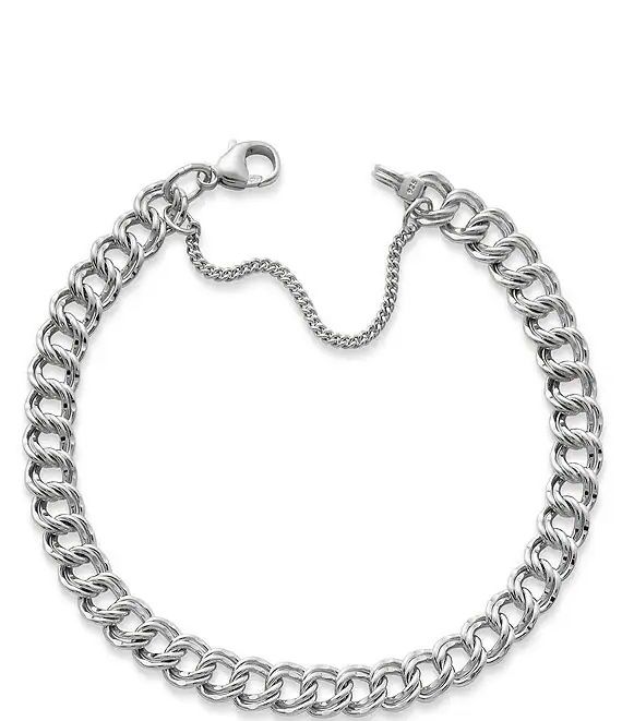 James Avery silver Medium Double Curb Chain Charm Bracelet