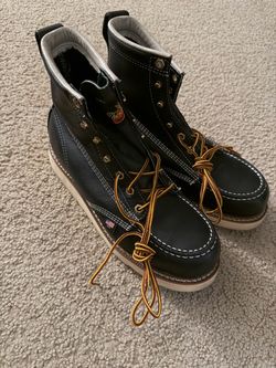 Thorogood Moc Toe Work Boots Black Leather