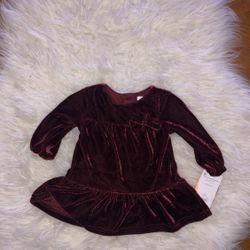 Wine velvet party dress 6 Mths