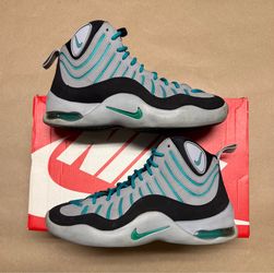 Nike Air Bakin Grey Teal Mens size 9 Basketball Shoes Rare!