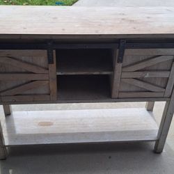 Used Farmhouse Console Entryway, Living Room, Laundry Room Folding Table, Kitchen, Hallway, Bathroom Table With Sliding Barn Doors, Light Rustic Oak 
