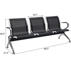  Waiting Room Chairs - 3 Seat Office Guest Reception Chairs Waiting Furniture Bench Seating