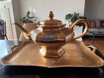 Hutschenreuther Selb Bavaria Gold & Platinum Encrusted 2 Piece Tea Set