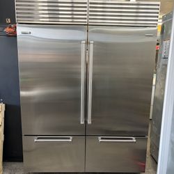 Stainless Built In Sub Zero 60” Refrigerator Bottom Freezer Set