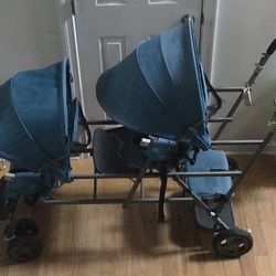 Very Nice And Clean Blue Jovvy Triple stroller/Caboose In Great Condition 