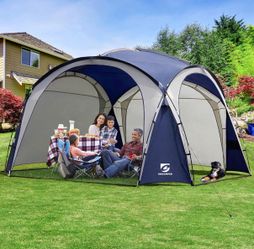 Beach Tent 12 X 12ft Large UPF50+ Pop Up Canopy with 2-Pcs Side Wall, Sun Shelter Rainproof, Waterproof for Camping Trips, Backyard Fun, Fishing, Part