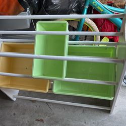 Storage Organizer with Plastic Bins