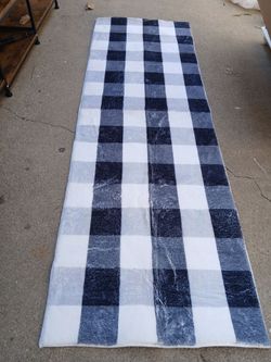 Kitchen Runner Rugs - Black and White Retro Lattice Sofa Cushion & Area Rug - Washable, Floor Rugs for Laundry/Kitchen/Bathroom/Bedroom, 23.6'' x 74