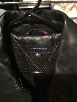 Men’s Large Tommy Hilfiger Black Leather Jacket