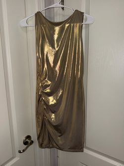Short tight gold metallic dress