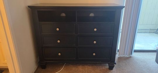 Media chest, tropical hardwood