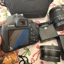Canon EOS Rebel T7 DSLR Camera Bundle – Like New – Lenses, Bag, SD Card, Tripod 