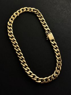 14k gold 6mm Cuban link rounded bracelet 8.9inch