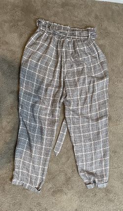 American Eagle paper bag high waist wide leg checkered pants