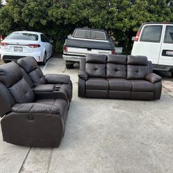 Brown Power Reclining Sofa Set