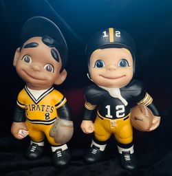 Vintage 12” Ceramic Willie Stargell & Terry Bradshaw Pittsburgh Figure Set