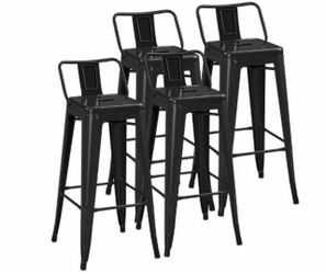 Yaheetech 30 Inch Metal Bar Stools Set of 4 Bar Chairs with Low Back, Black