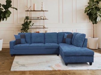 Anniversary Sale last day ! Blue microfiber sectional couch and ottoman