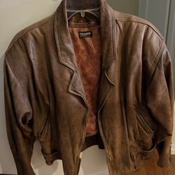 Women Brown Leather Jacket With Insulated Lining Size M