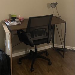 Office Desk, Chair And lamp 