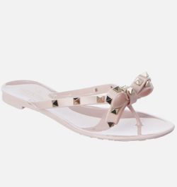 New Valentino Rockstud Flip Flops-Pink