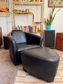 Gorgeous Leather Chair With Matching Ottoman Made By Calia