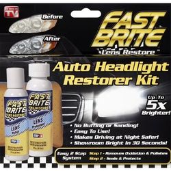 Fast Brite Lens Restore Auto Car Truck Van SUV Headlight Restorer Restoration Kit Lens Clean Polish Protectant No Buffing No Sanding No Tools