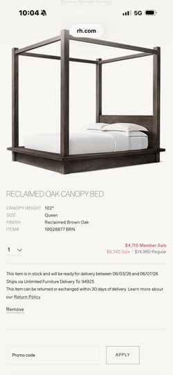 RECLAIMED OAK CANOPY BED